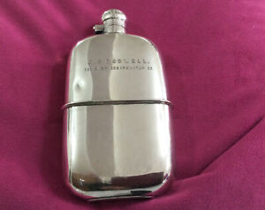 James Dixon And Sons, Solid Silver Hip Flask 1893 Sheffield, 163 Grams