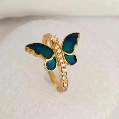 Anillo Mariposa Esmaltado Anillo Plata Esterlina 925 Anillo Distintivo Anillo Promesa Foto 1 de 4