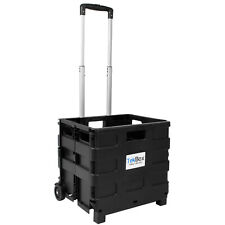 Folding Boot Cart Shopping Trolley Fold Up Storage Box Wheels Crate Foldable