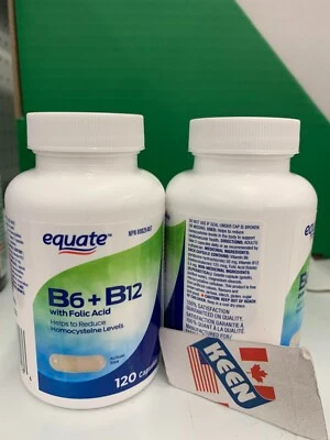 Equate CANADÁ B6 + B12 con ácido fólico 120 cápsulas, EXP26AU Foto 1 de 4