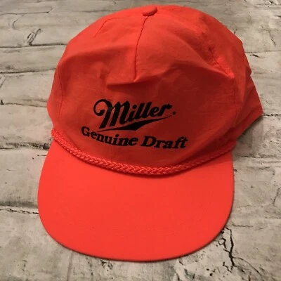 VTG Orange NEON Miller Genuine Draft Beer Light Trucker Hat Snapback Cap MINT! - Изображение 1 из 4