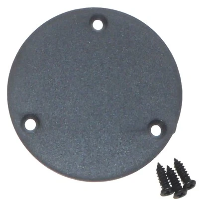 BLACK DOG MUSIC Black Les Paul® Toggle Switch Cavity Cover | Round 3-Hole Plate + Screws | 55.6m