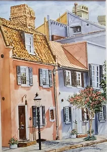 RARE Print - Gordon Wheeler - Charleston, SC - Rainbow Row - Signed - 7.5"x10.5" - Picture 1 of 4