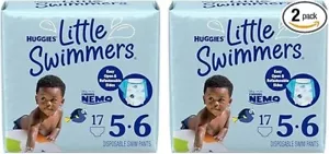 2 X Huggies Little Swimmers Disposable Swim Diapers, Size 5-6 (32+ Large, Blue - Picture 1 of 5