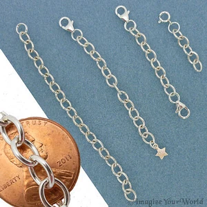 Custom STERLING SILVER .925 Extender Chain for heavy jewelry safety adjust. X5H - Picture 1 of 8