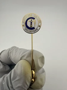 VTG Courage Center Volunteer Blue & White Enamel Gold Tone Stick Pin - Picture 1 of 12