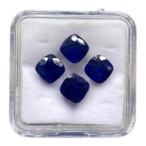 4 Stck. Natürlicher Reicher Blauer Saphir 6 mm Kissenschliff Lose Edelsteine Posten 5,72 kt - Bild 1 von 8