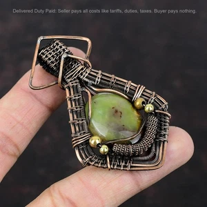 Oferta de Año Nuevo Roca Crisoprasa Piedras Preciosas Cobre Único Alambre Envuelto Colgante - Imagen 1 de 6