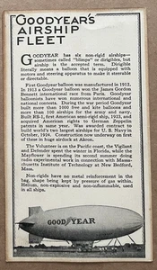 Tarjeta de datos Goodyear's Airship Fleet 1930 de colección goma y neumáticos Akron OH - Imagen 1 de 2