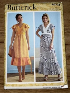 BUTTERICK PATTERN 6728 DRESSES MISSES SIZES 6 8 10 12 14 UNCUT NEW - Picture 1 of 2