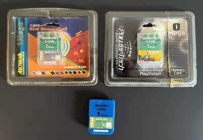 Lotto 3 Memory Card Colorate Playstation 1 PS1 PAL - Schede Memoria 1 MB - Immagine 1 di 2