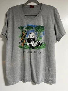 Y2K Vintage Panda Bear Family In Bamboo Tshirt Beijing China Tee Shirt (P2P21”) - Picture 1 of 9