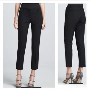 Theory Ines Tailor Wool Pants Black Straight Leg Stretch Office Workwear Size 2 - Picture 1 of 10