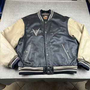 Harley Davidson leather bomber jacket size XL classic motorcycle Varsity Style - Picture 1 of 14