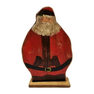 Folk Art Santa Claus Large Handmade Wooden Standing Christmas Decoration Vtg '95 - Picture 1 of 2