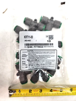 10 SMC KRT11-00 Tee Union Pneumatic Tube OD 3/8" Push In Fitting FLAME RESISTANT - Image 1 of 4