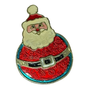 Vtg 1970's Christmas Enamel Santa Claus Holiday Pin Brooch Geometric! - Picture 1 of 6