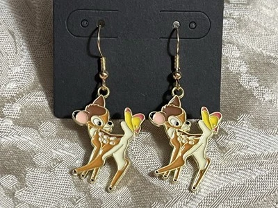 Bambi мультфильм олень эмаль золото падение подвеской очаровательный моды весело серьги комплект - Изображение 1 из 3