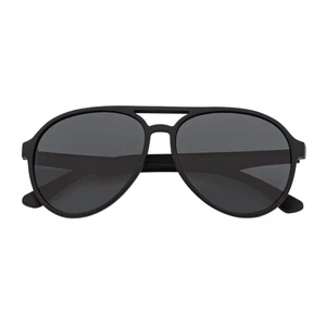 NOS - Polarized Classic Round Aviator Sunglasses Matte Black Smoke Lens - Picture 1 of 8