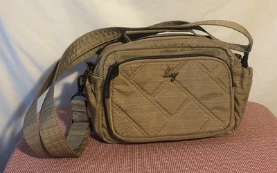 LUG Boomer Shoulder Bag Quilted Handbag Top Handle Purse Brushed Gold Beige Tan - Image 1 of 4