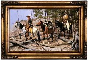 Remington Prospecting for Cattle Range 1889 Wood Framed Canvas Print Repro 12x20 - Picture 1 of 16