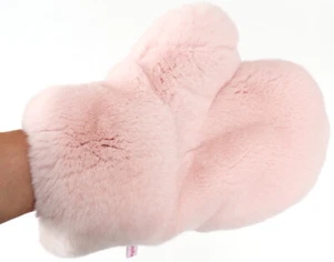 Pelz Handschuh Rex Wellness Fell Massage Streicheln Chinchilla weich Erotik Rosa - Picture 1 of 3