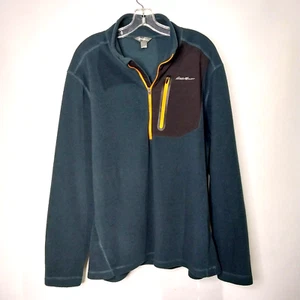 Eddie Bauer Dark Blue Half-Zip Pullover Fleece Jacket w/ Zipper Pocket Men's XL - Picture 1 of 4