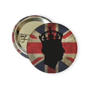 King Charles III silhouette Pin Button Badge, Union Jack 38 mm Chest Pin
