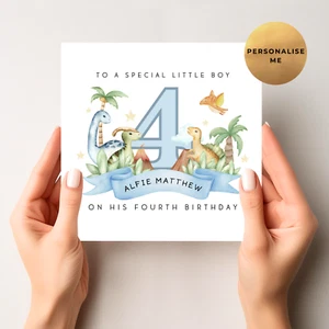 Personalised Dinosaur Birthday Card - Any Age Son - Grandson - Nephew - Brother - Picture 1 of 3