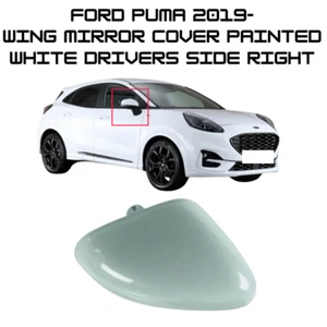 Door Wing Mirror Cover Cap Painted White For Ford Puma 2019- Drivers Side Right - Picture 1 of 4