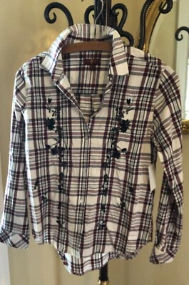 7 PARA TODA LA HUMANIDAD ~ ¡Nuevo! Camisa Western L/S Algodón Bordada a Cuadros Nueva con Etiquetas Niñas XL Foto 1 de 4
