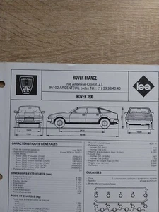 Rover 3500 S V8 Fiche Technique Reglatech 1990 Rover 3500  Essence Depuis 1976 - Picture 1 of 3