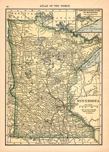 Antique Small Minnesota Map 1911 Map of Minnesota Wall Decor smap 1539 - Picture 1 of 3