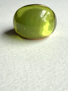 FRENCH VINTAGE GOLD PLATED GREEN LUCITE STATEMENT RING. FABRICE. SIZE O 1/2 - Picture 1 of 5