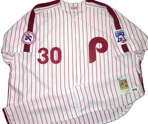 CAMISETA RETRO DE COLECCIÓN AUTÉNTICA DAVE CASH PHILLIES 1976 MITCHELL & NESS 60 COSIDA! - Imagen 1 de 7