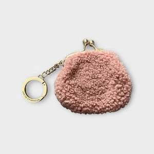 Victorias Secret Pink Gold Sherpa Coin Pouch Purse Keychain - Picture 1 of 5