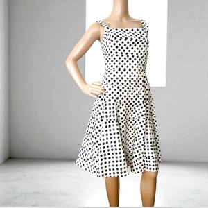 Vestido Dolce & Gabbana Negro Blanco Lunares Completo Sin Mangas Hecho en Italia Talla 40 - Imagen 1 de 10