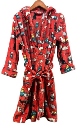 Bata corta de vera Bradley Holiday Cats polar para mujer S/M con capucha bolsillos delanteros Foto 1 de 4