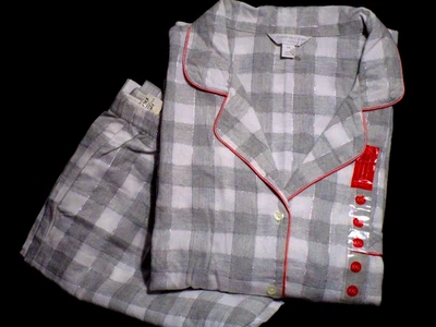 JUEGO CHARTER CLUB FRANELA PAJ AMA PLATA GRIS Y BLANCO CUADROS TALLA XX L NUEVO * Foto 1 de 4