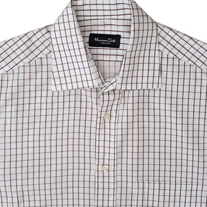 MASSIMO DUTTI Shirt Mens 15 S White – Brown Check - Picture 1 of 11