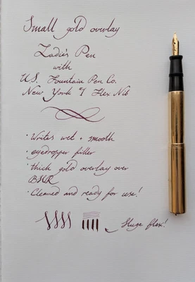 Pluma cuentagotas superpuesta de oro pesado para dama con pluma estilográfica US Co #1 14 k flexible nueva en caja Foto 1 de 4