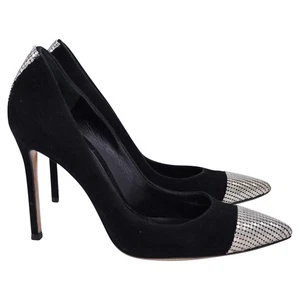 Zapatos de salón Gianvito Rossi de malla metálica con puntera y puntera en gamuza negros para mujer talla 37,5 - Imagen 1 de 5