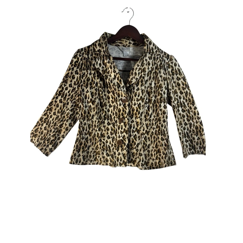 Blazer forrado vintage Allison Taylor pequeño 100 % seda estampado animal años 90 Y2K Foto 1 de 4