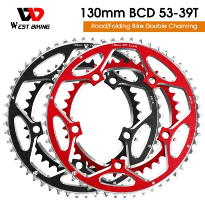 WEST BIKING Road Bike Chainring 130BCD 39/53T Tooth Plate for 8/9/10/11 Speed - Image 1 of 4