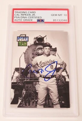 Tarjeta autógrafa firmada por Cal Ripken Jr. HOF 1992 Score Dream Team 884 PSA 10 automática Foto 1 de 4