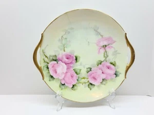 ANTIGUO PLATO T&V LIMOGES TRESSEMANES & VOGT FRANCIA ROSA PINTADO A MANO - Imagen 1 de 10