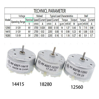 RF-500TB 12560 14415 18280 DC 3-6V Electric Motor Permanent Magnet Motors -3 5pc • 5.44£