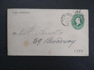 New York: New York City 1889 2c Entire Purim Association Cover to City - Imagen 1 de 2
