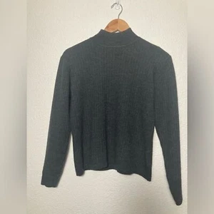 JH Collectibles 100% merino wool mock neck sweater charcoal grey Large cropped - Picture 1 of 6