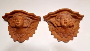 Rare Vintage Pair 12" Terracotta Cherub Wall Pocket Planters Shelf Plant Pots - Picture 1 of 13